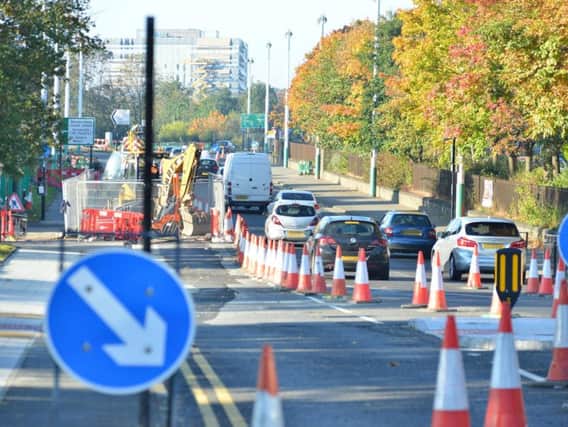 Ongoing roadworks in the Dame Dorothy area of Sunderland.