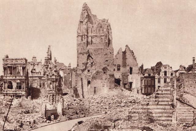 The remains of the Hotel de Ville in May 1917 after the battle of Arras.