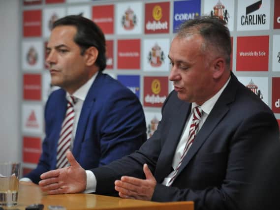 Stewart Donald, right, has said the club is not considering a redesign of the badge after comments were made by Charlie Methven, left, told a fans' group it could be looked at.