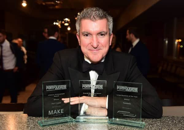 Phil Cronin of Tombola, winner of the Lifetime Achievement Award. Tombola also picked up the Large Business of the Year and Overall Business of the Year Awards.
