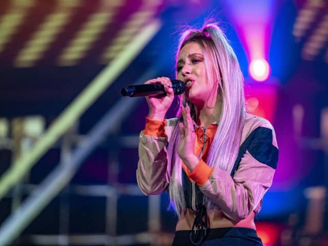 X Factor Star Molly Scott performing on one of the live shows.