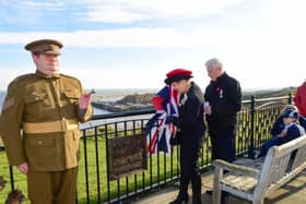 Sue Snowdon, Lord Lieutenant of County Durham, unveils the plaque installed as part of the Seaham Field of Remembrance memorial.