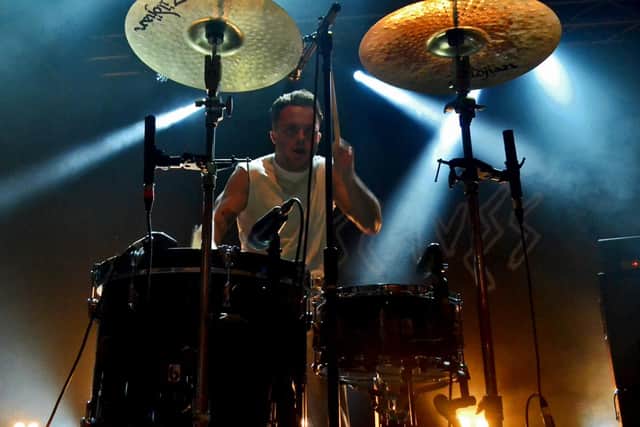 Slaves drummer Isaac Holman in action on the opening night of the UK leg of their Acts Of Fear And Love at the O2 Academy in Newcastle. Pic: Gary Welford.