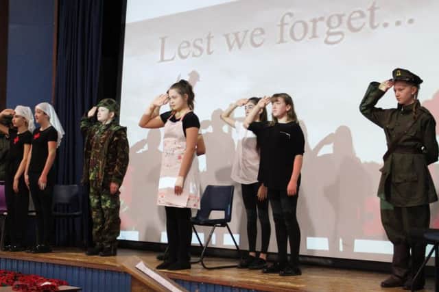Southmoor Academy drama students stage a memorial to mark the Armistace centenary.