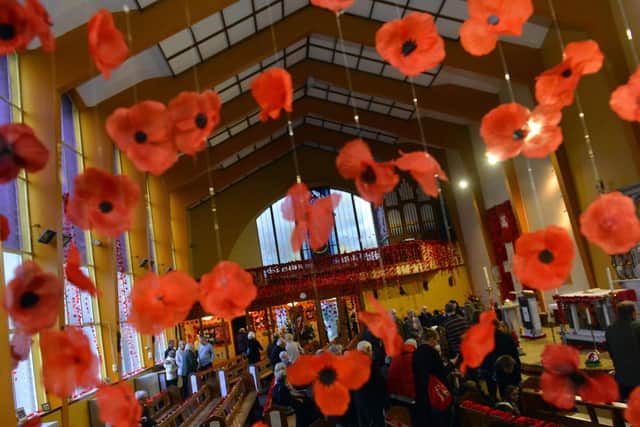 There are more than 20,000 poppies in the church