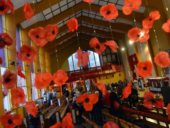 There are more than 20,000 poppies in the church