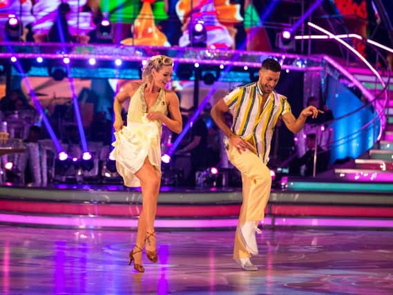 Faye Tozer and Giovanni Pernice perform their jive on Strictly Come Dancing. Photo by the BBC and issued through the Press Association.