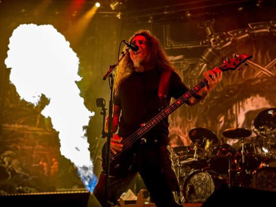 Thrash metal legends Slayer in action at the Metro Radio Arena in Newcastle. Pic: Mick Burgess.