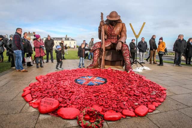 The Seaham Remember Them Fund pebble display. Picture by Tom Banks