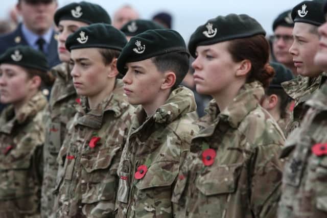 Army cadets mark Remembrance day, and the 100th anniversary of the Armistice in Seaham. Picture by Tom Banks