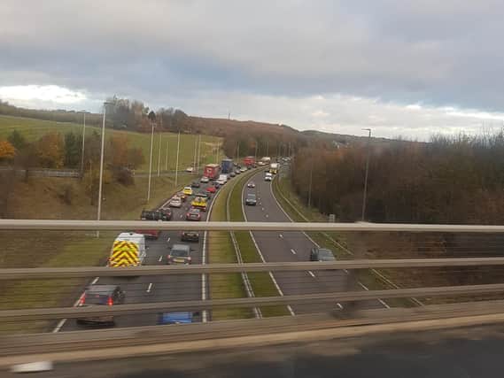 Queuing traffic on the A19. Picture by Chris Burdon