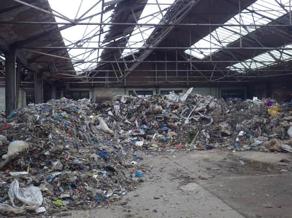 The illegal waste dump in a disused Sunderland factory.