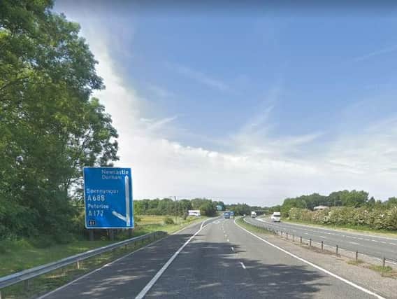 Traffic has been backed up on the A1(M) south of Bowburn. Image copyright Google Maps.