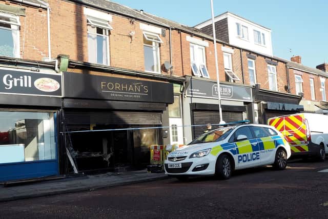 Police at the scene of the blaze which took place in the early hours of the morning on Ethel Terrace in Sunderland.