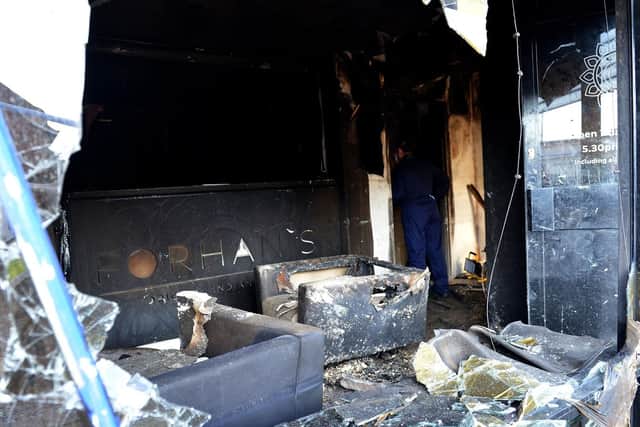 The aftermath of the fire which caused severe damage to Indian restaurant and takeaway Forhan's.