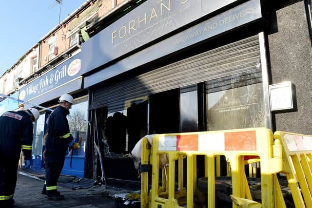 The fire caused severe damage to business Forhan's and also damaged the flat above and adjacent to it.