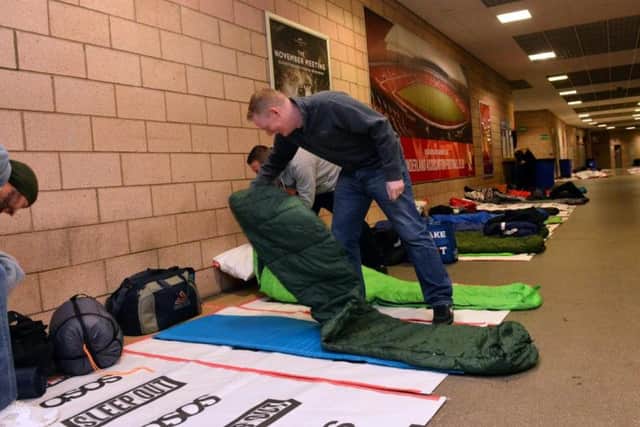 Fund-raisers bed down for the night