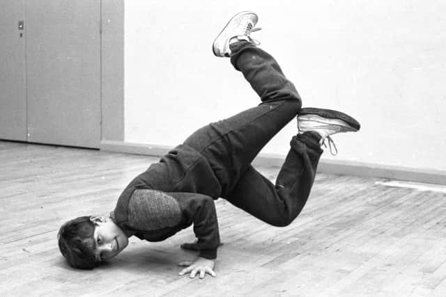 Retro 1984    Break dancing at YMCA  November 20  1984  old ref number 50274  

A group of six young men were trying to start their own breakdancing club at the YMCA centre in Gorse Road, Sunderland.  Simon Clark, 13, does the donkey kick.