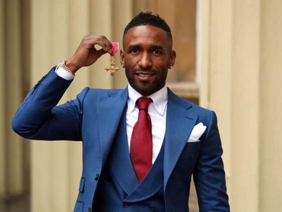 Former Sunderland striker Jermain Defoe with the OBE he was awarded in the Queen's birthday honours list. Pic: Jonathan Brady/PA Wire.