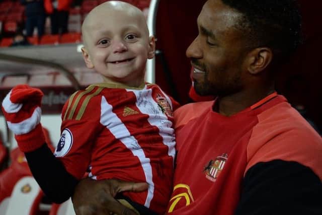 Jermain Defoe with Bradley Lowery, the young fan he formed a special friendship with during his time at Sunderland.