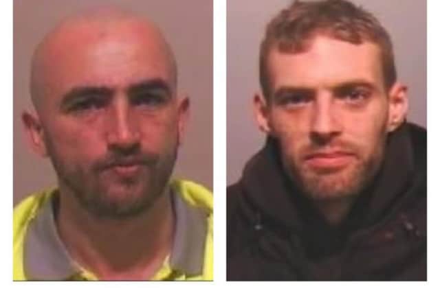Damien Rodgers, left, and David Burdis have been sentenced at Newcastle Crown Court for their part in an illegal drag race.