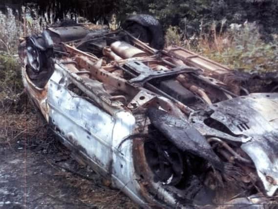 The burnt-out Mitsubishi Pajero