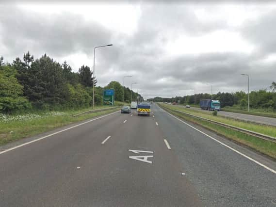 Traffic is moving slowly on the A1 southbound. Picture credit: Google