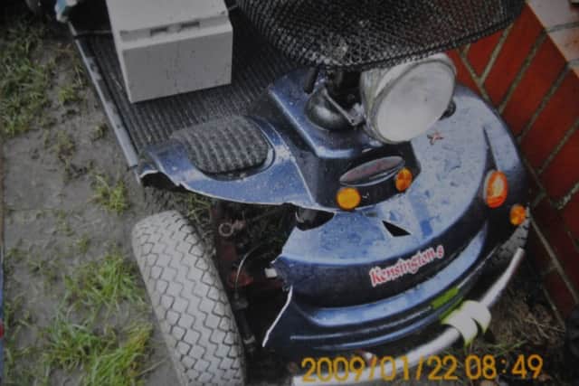 Damage to Mary-Amelia Taylor's motabilty scooter, after she was knocked off.