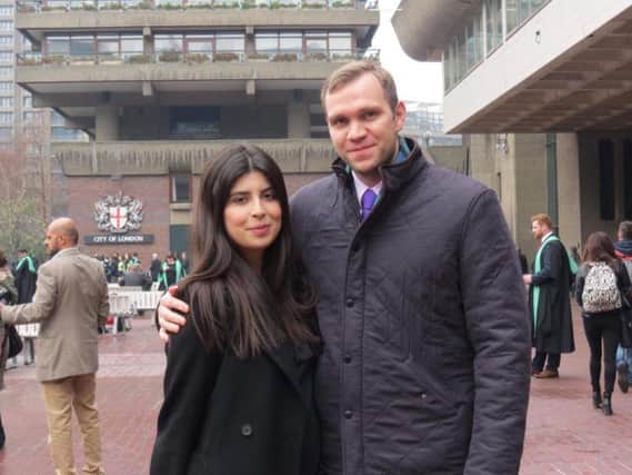 Durham academic Matthew Hedges with his wife Daniela Tejada. Picture: PA.