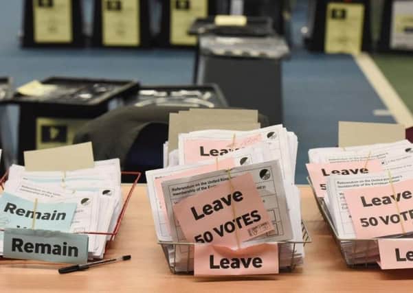 Ballot papers at the 2016 EU Referendum count in Sunderland. Picture by Paul Kingston / NNP