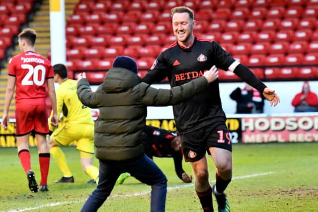 Sunderland's Aiden McGeady celebrates his goal against Walsall.