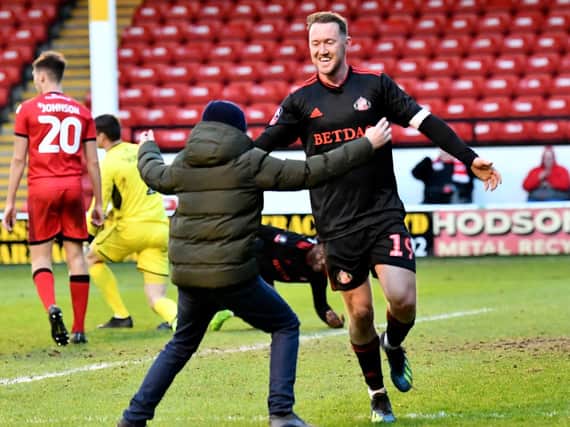 Sunderland's Aiden McGeady celebrates his goal against Walsall.
