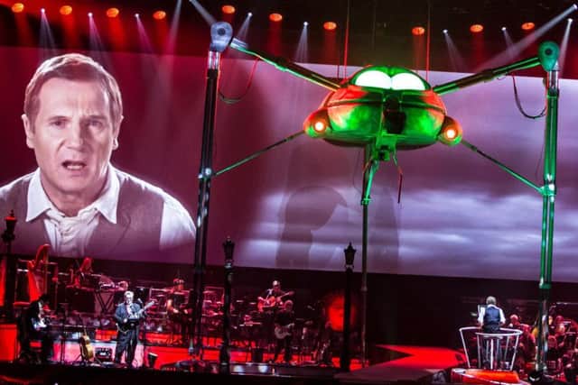 Liam Neeson was appeared on giant screens as the Narrator for Jeff Wayne's Musical Version of The War Of The Worlds at the Metro Radio Arena. Pic: Mick Burgess.