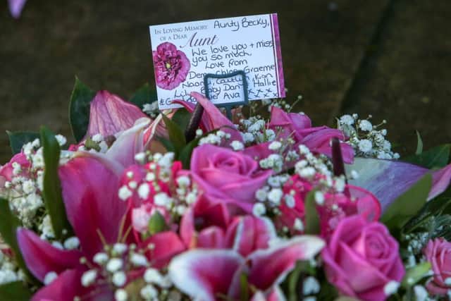 Flowers left in tribute to Sunderland mum Becky Timby.