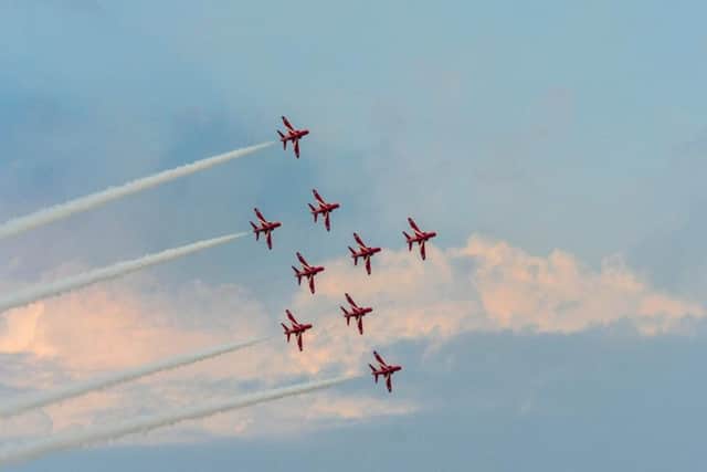 The Red Arrows at Friday night's Airshow display.