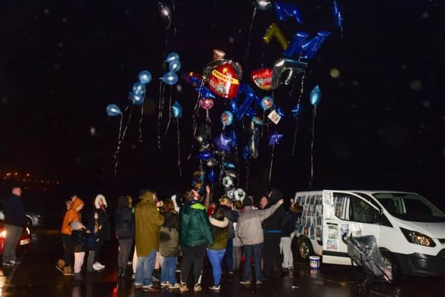 Friends and family let off balloons to pay tribute to Sheldon Gary Farnell