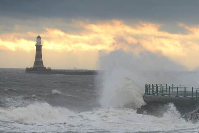 A flood warning is in place for Roker seafront today due to high tides and high winds combine.