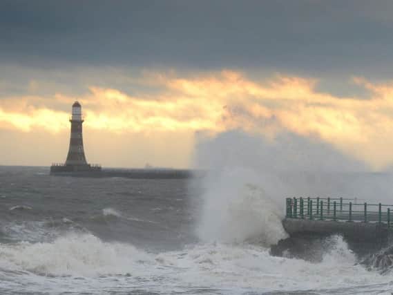A flood warning is in place for Roker seafront today due to high tides and high winds combine.
