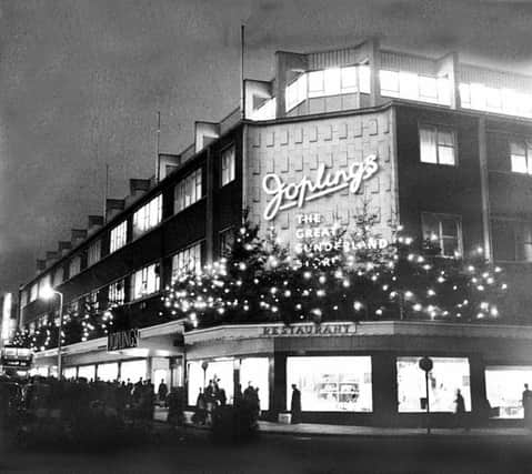 The festive illuminations on Joplings department store in Sunderland 1962.
