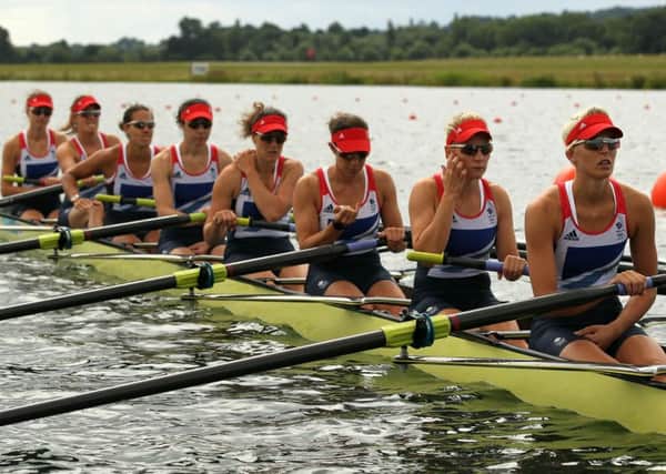 Great Britains womens eight crew, Jessica Eddie, third from left, during the London 2012 Olympics. Picture: Stephen Pond/PA Wire.