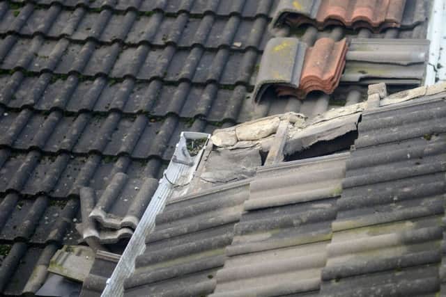 The hole in the roof of Ali Zaman's Dawdon Store, Queen Alexandra Road. Seaham where intruders gained entry.