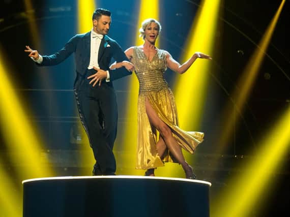 The pair as they performed the couple's choice routine. Guy Levy/BBC/PA Wire.