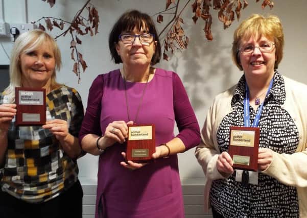 (Left to right) Headteacher at Diamond Hall Infant Academy (Silver), Sally Collingwood, Headteacher Hudson Road Primary School (Gold), Cathy Westgate, and Headteacher, Ryhope Infant School Academy, (Gold) Susan Reed.