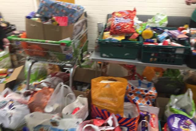 Some of the items donated to the foodbank for Christmas.