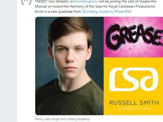 The Tweet from Russell Smith Associates announcing Arron Hough would be joining the Harmony of the Seas