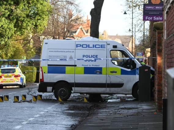 A damaged police van in Mowbray Road after this morning's incident where three people were taken to hospital after a collision.
