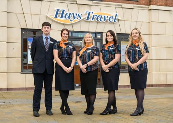 The Hays Travel staff who have opened the new shop in Gilbridge House.