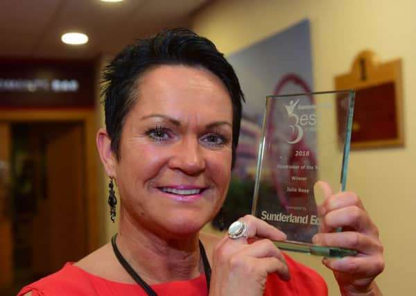 Julie Reay with her trophy at the Best of Wearside Awards.
