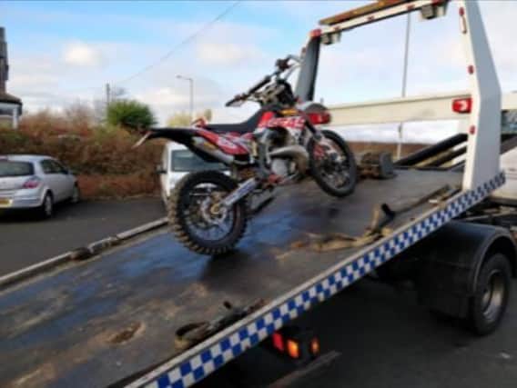 The bike as it was taken away by Durham Constabulary earlier on today.