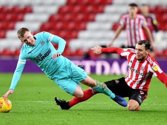 Sunderland's Charlie Wyke in action against Newcastle Under-21s.